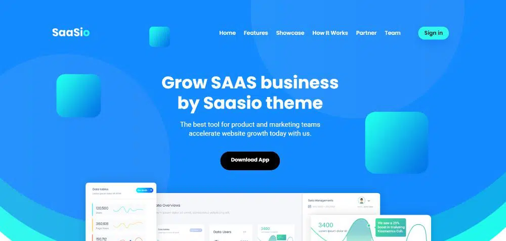 Thèmes WordPress pour les entreprises SAAS : Saasioa