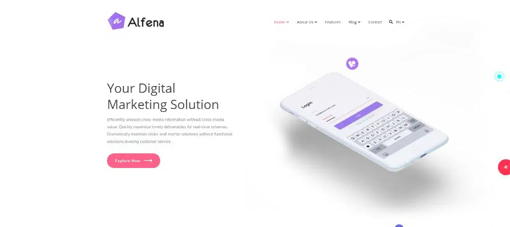 Thèmes WordPress pour les entreprises SAAS : Alfena