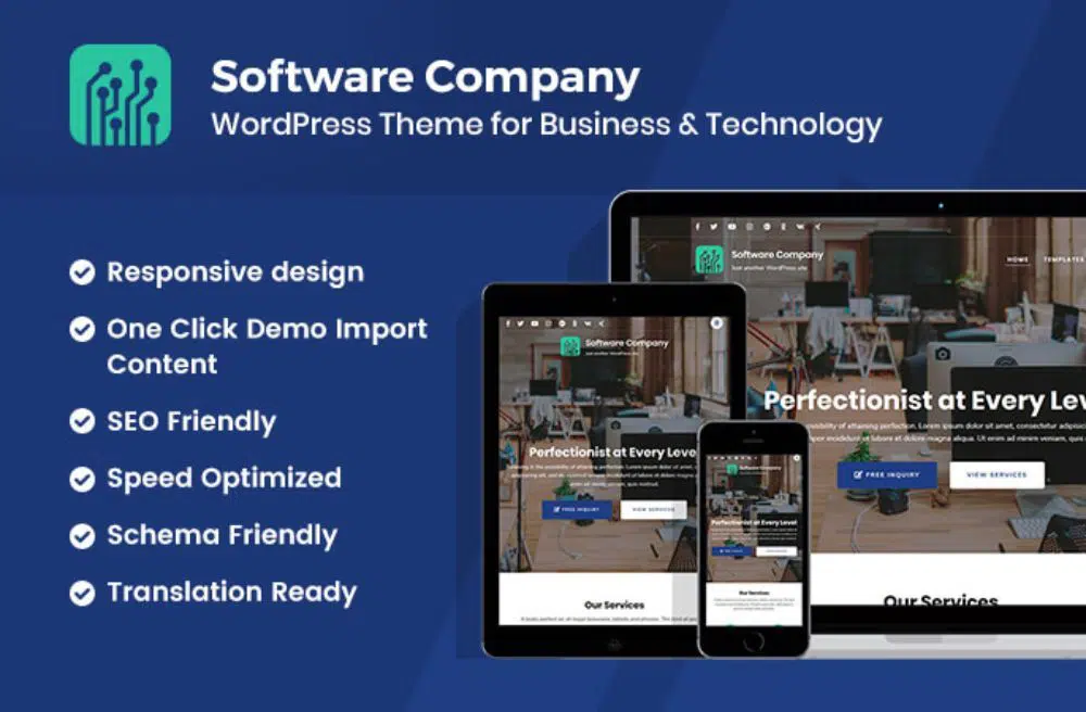 適用於 SAAS 公司的 WordPress 主題：Softwarecompany