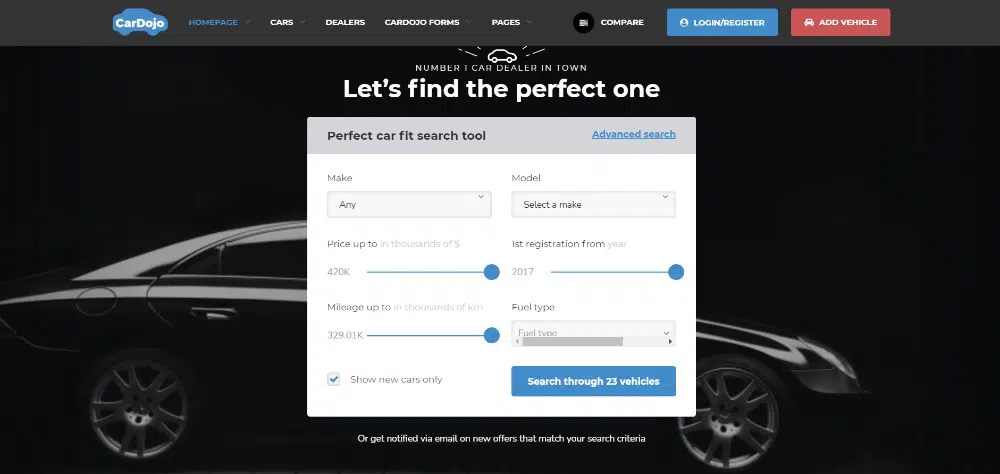 Temas WordPress incríveis para revendedores de carros: Car Dojo