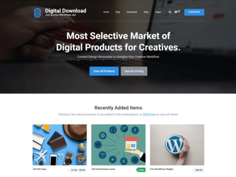 Temas WordPress para vender produtos digitais: Download Digital