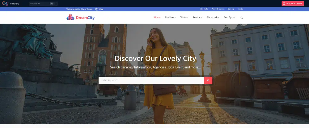 14 ثيم WordPress للبوابات الحكومية: DreamCity