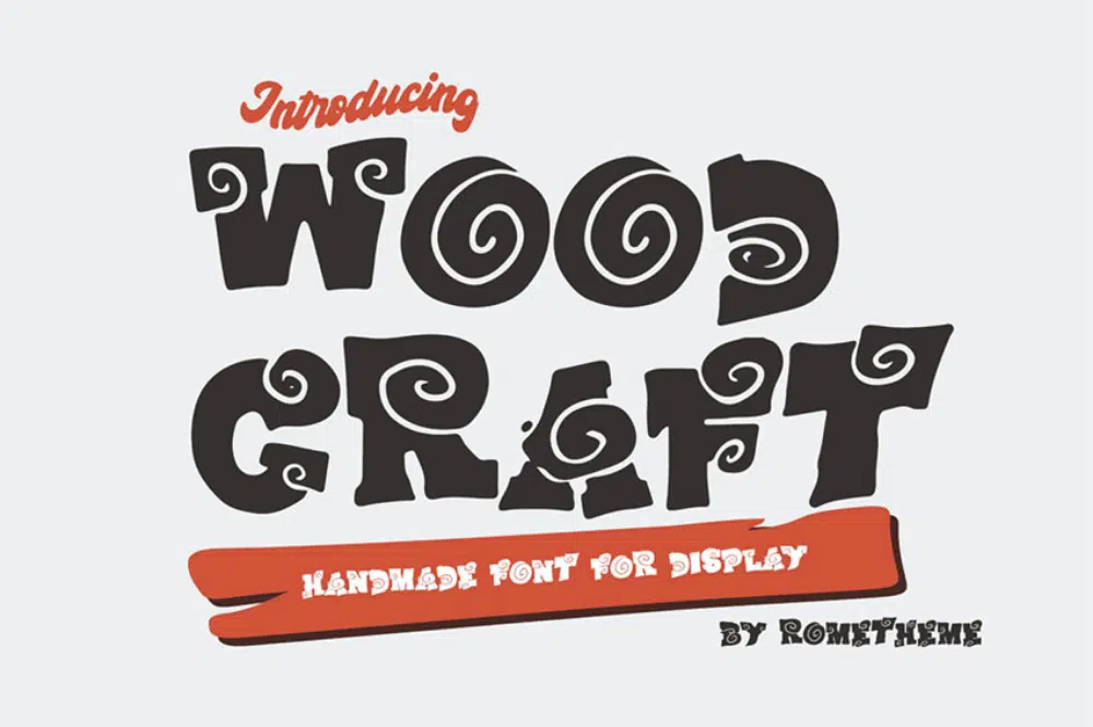 แบบอักษรการ์ตูนที่ดีที่สุดสำหรับนักออกแบบ: Wood Craft