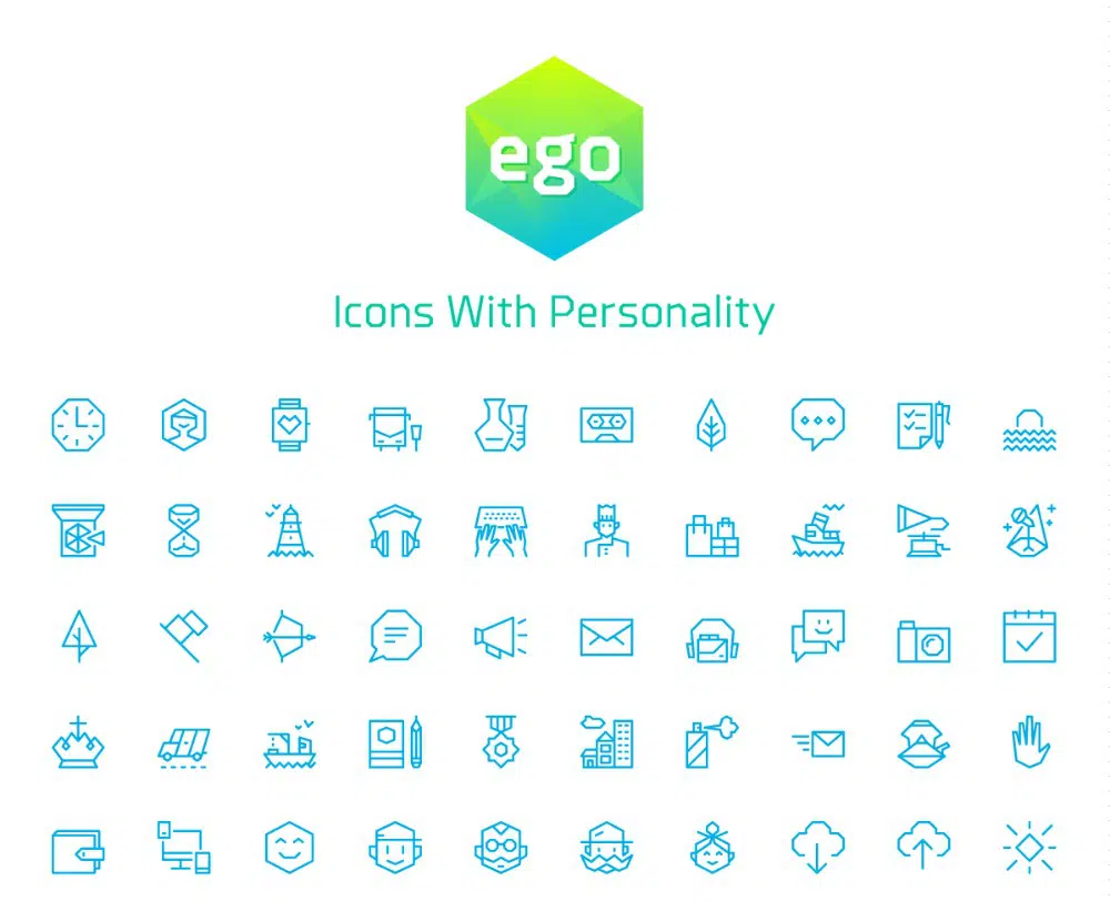 Liniendesign-Icon-Sets für Ihre Sammlung: Ego