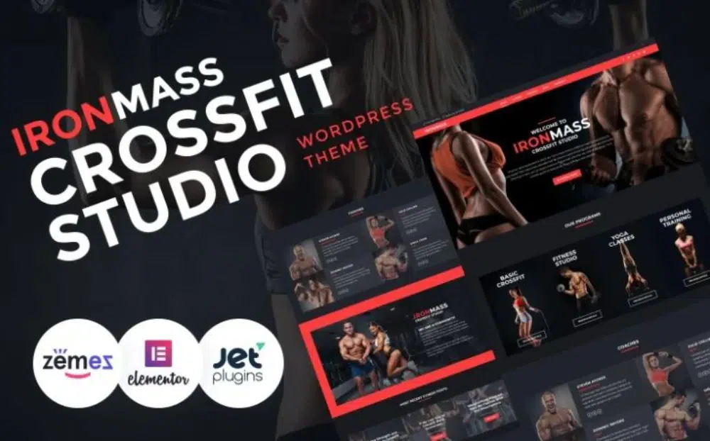 Temas impressionantes do WordPress para clubes de fitness: massa de ferro