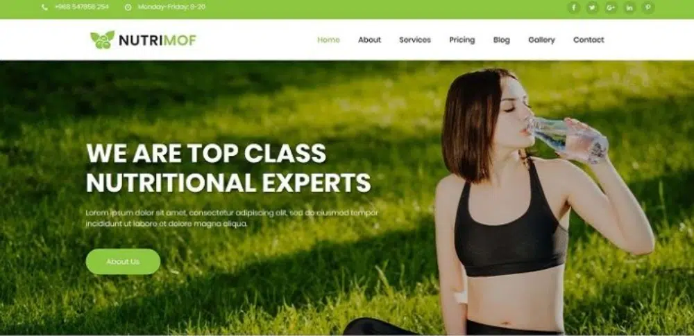 Teme WordPress impresionante pentru cluburi de fitness: Nutrimof