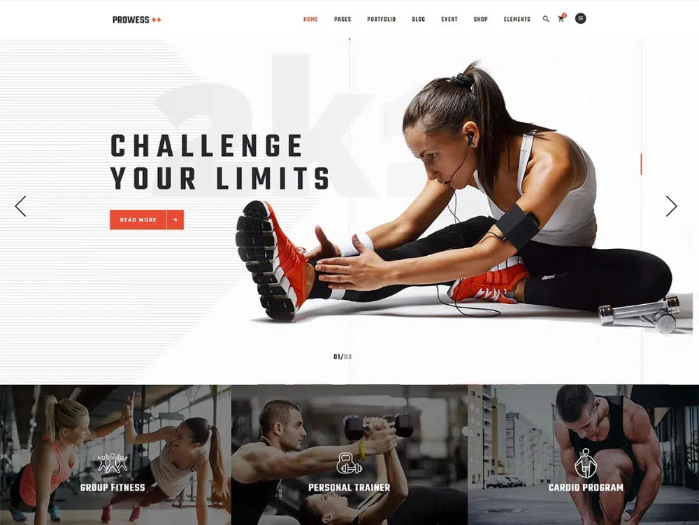 Temi WordPress impressionanti per fitness club: Prowess