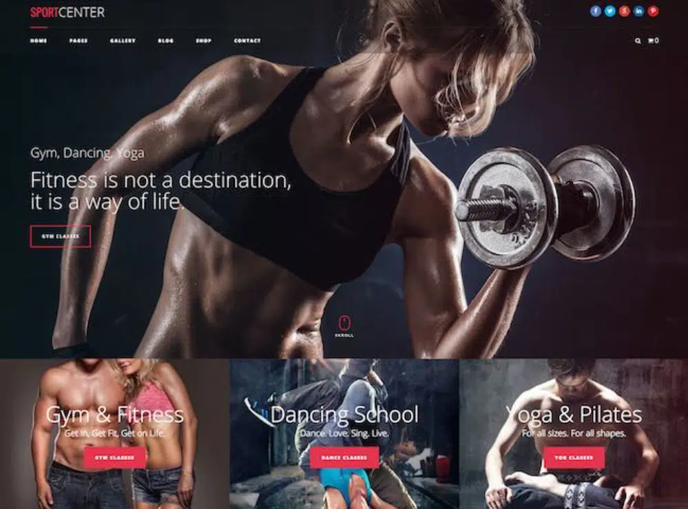 Thèmes WordPress impressionnants pour les clubs de fitness : Centre sportif