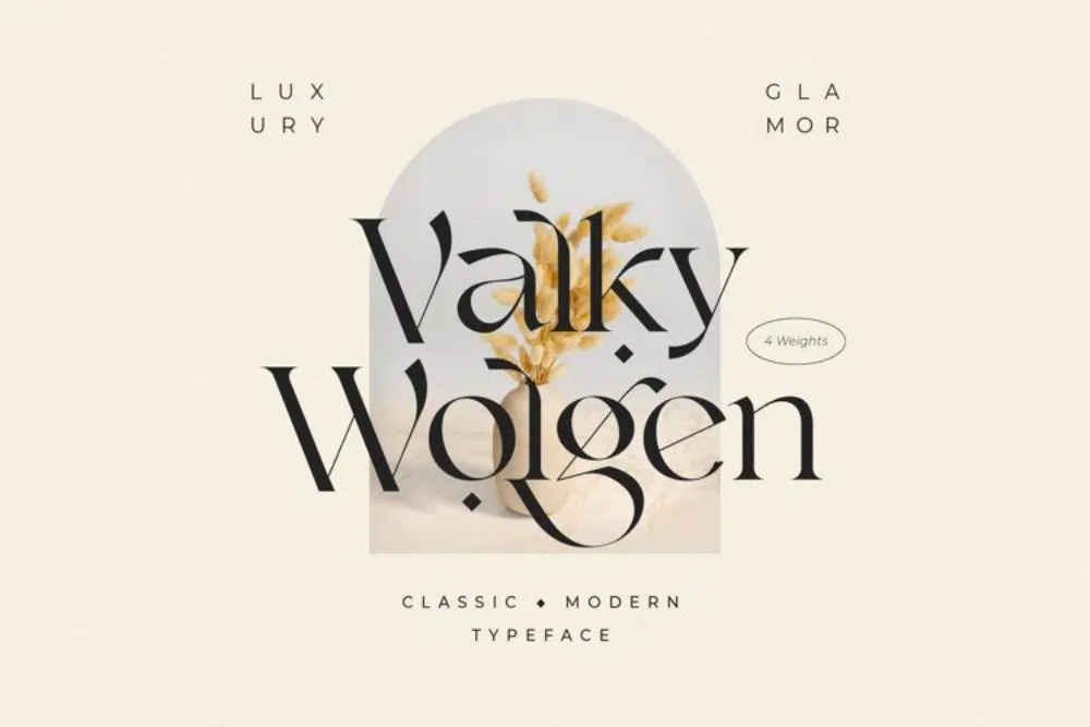 Glamouröse Schriftarten für Designer in der Modebranche: Valky Wogan