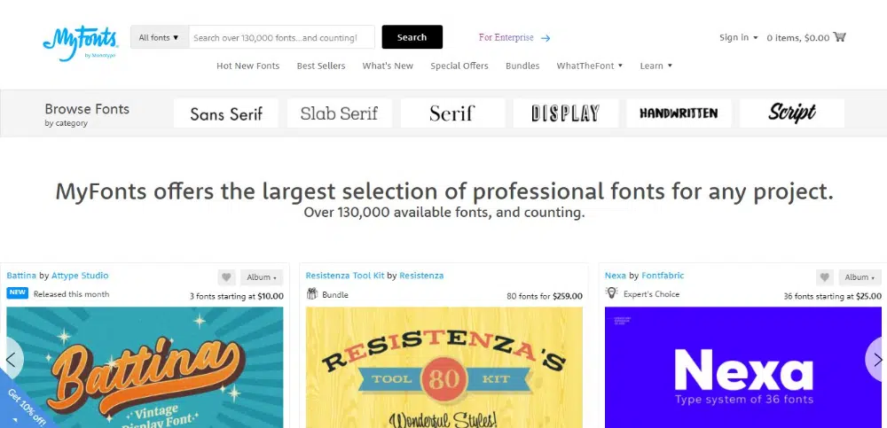 그래픽 디자인 자산을 판매하는 최고의 웹사이트: Art WebMy Fonts