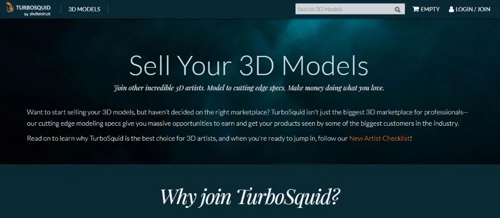 그래픽 디자인 자산을 판매할 수 있는 최고의 웹사이트: TurboSuid