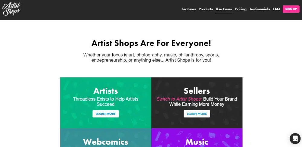 Los mejores sitios web para vender sus activos de diseño gráfico: Artist Shop