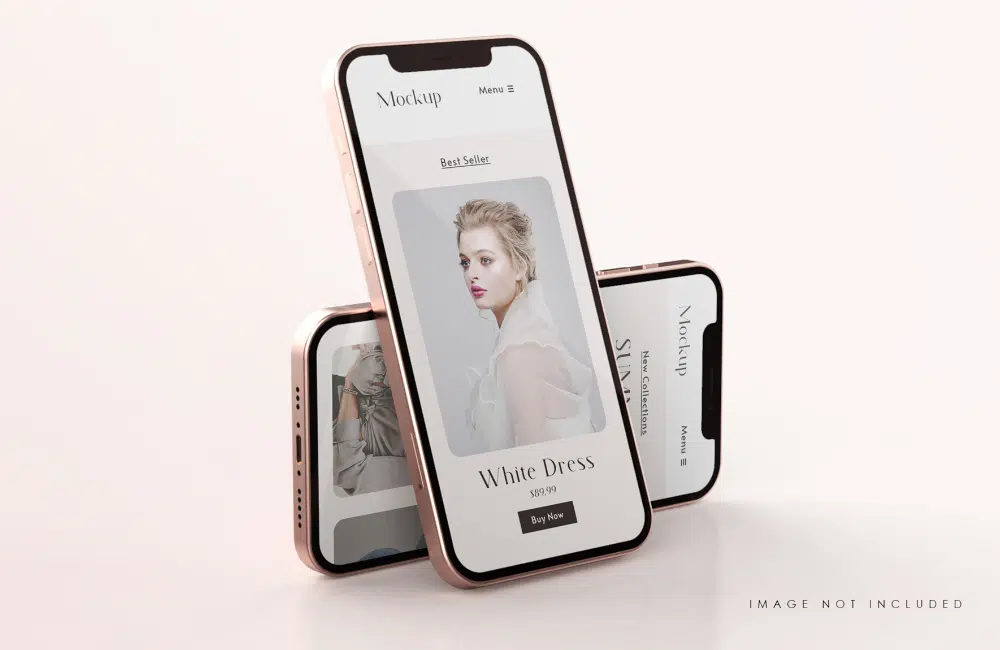 Mockup di applicazioni mobili gratuiti che i progettisti possono scaricare: Gold Phone