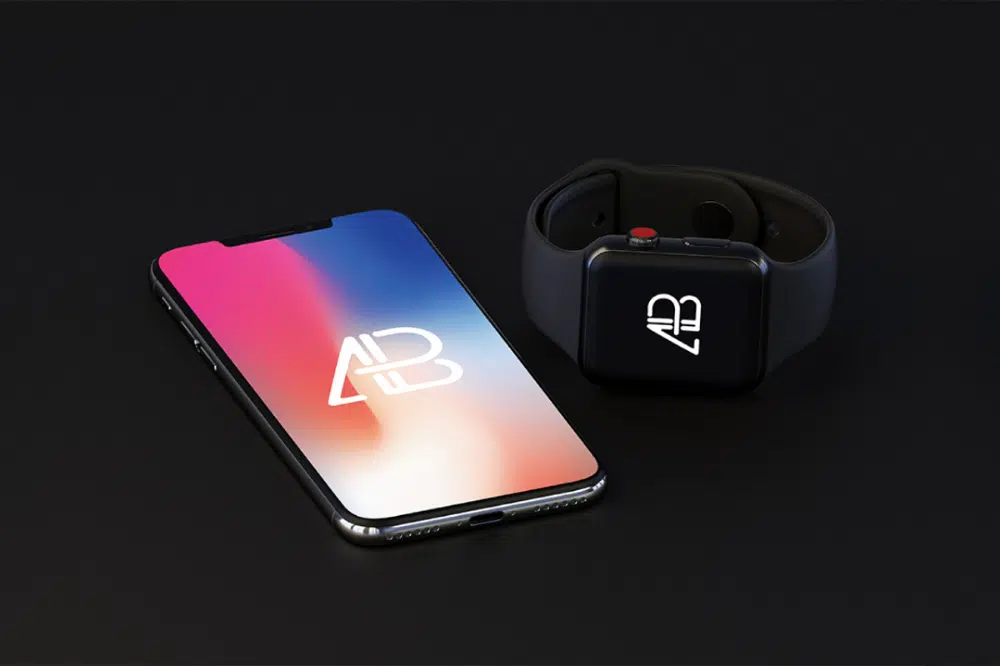 Mockup di applicazioni mobili gratuiti che i designer possono scaricare: schermo mobile e smartwatch