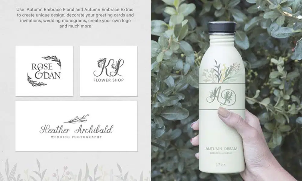 18 fonturi creative inspirate de natură: Autumn Embrace Floral Font