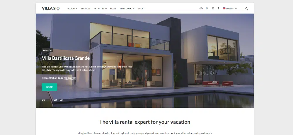 Hermosos temas de WordPress para sitios web de alquileres vacacionales: Vacation Rental