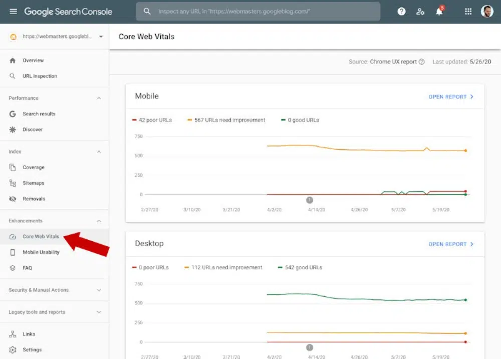 Modi per migliorare i vitali web principali del tuo sito web: Google Search Console