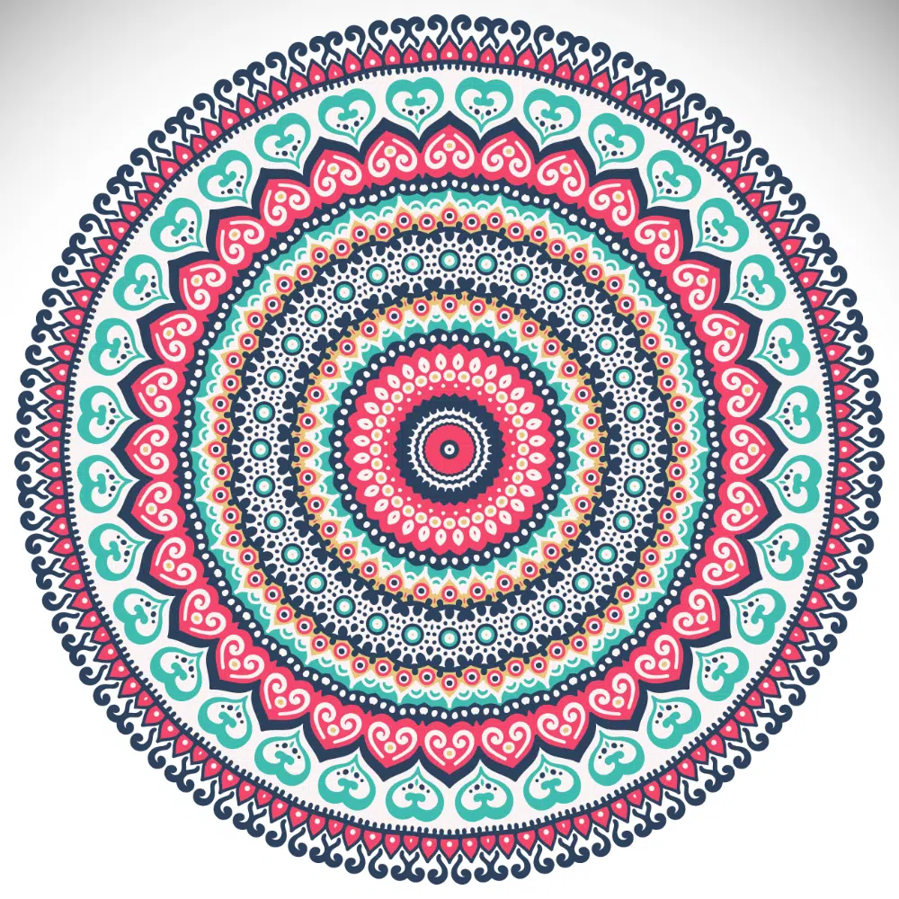 Kostenlose Mandala-Designs: Traditionelles Multicolor