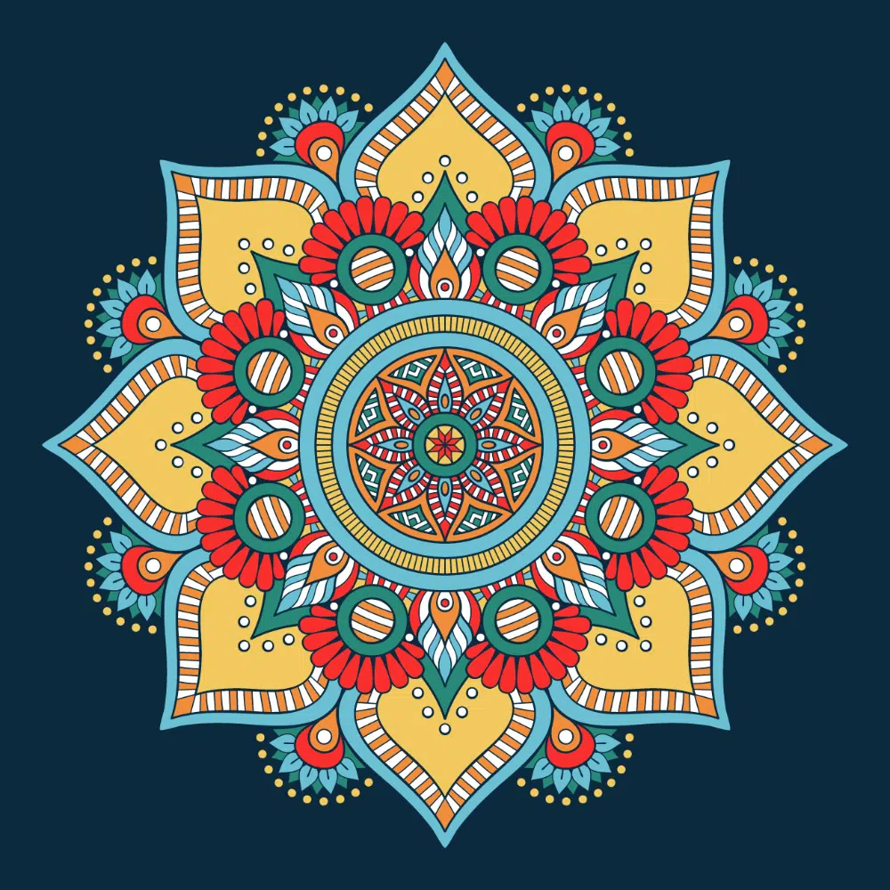 Diseños de mandala gratis: color brillante