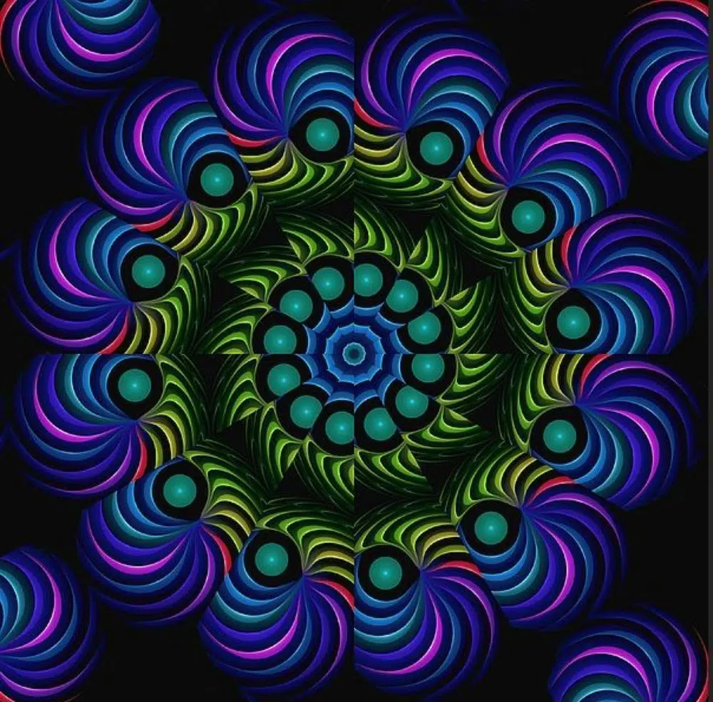 Kostenlose Mandala-Designs: Neonspirale