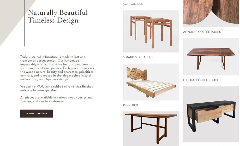 Tips Desain Untuk Membuat Situs Web Furnitur: Contoh Situs Web Furnitur NewYorkHeartWoods.com