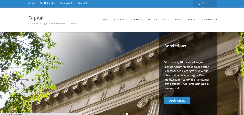 ธีม WordPress ที่ยอดเยี่ยมสำหรับวิทยาลัยและมหาวิทยาลัย: Capitol