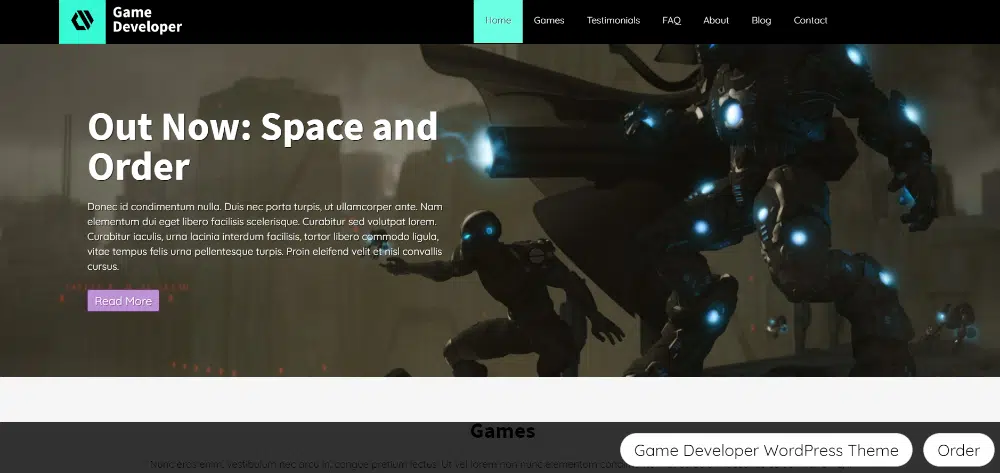 موضوعات WordPress لمطوري الألعاب: Game Developer