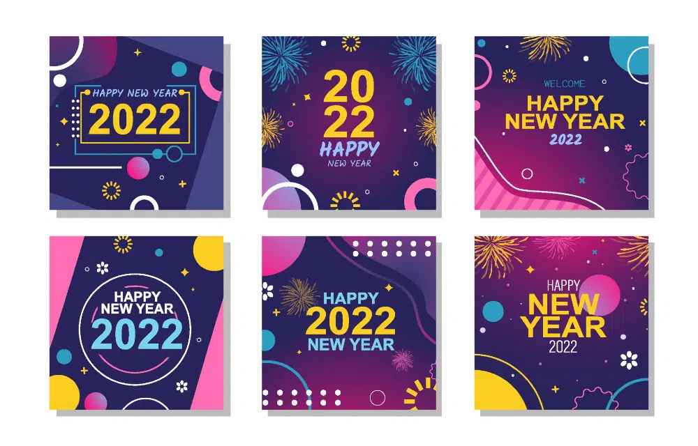 6. Vecteezy: Feliz Año Nuevo 2022 Publicación en redes sociales Vector libre