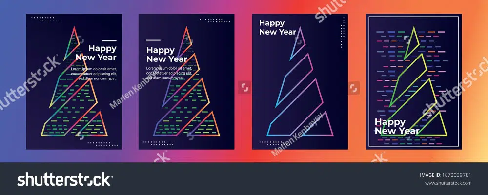 19. Shutterstock：定型化された新年のグリーティングカードのデザイン