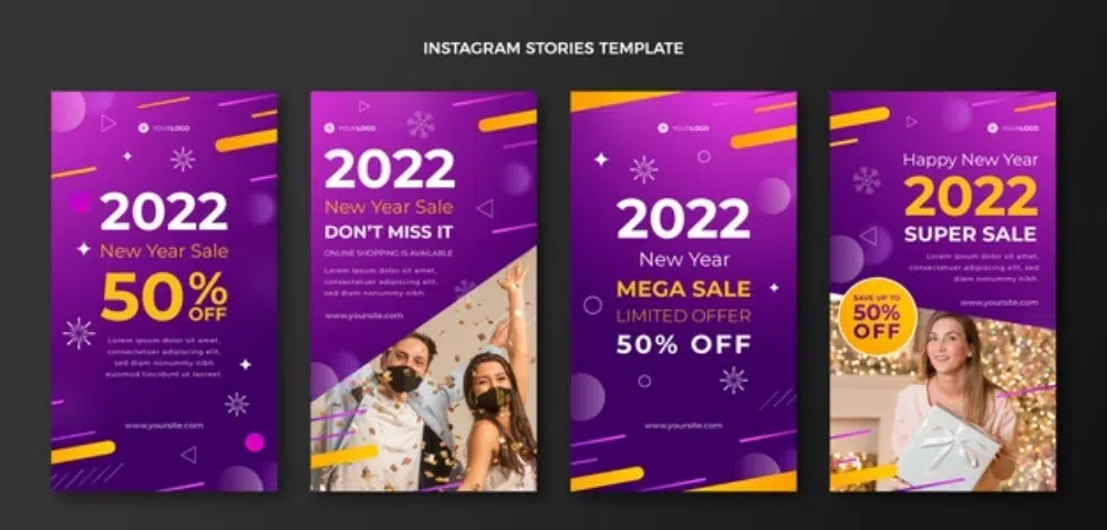 15. Freepik: Historia de Instagram de ventas de Año Nuevo