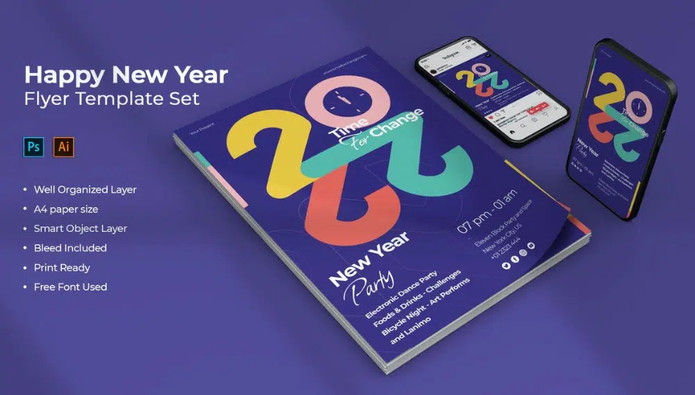 10. Envato：靛藍背景中的新年設計