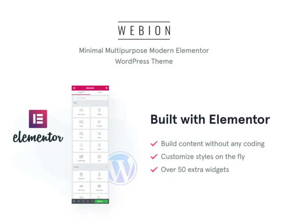 6. ธีม WordPress Webion Minimal Elementor อเนกประสงค์