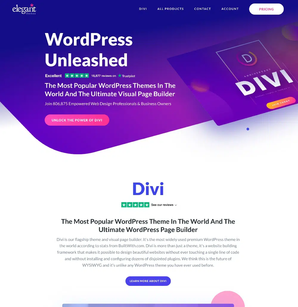 1. Divi - Cel mai popular All In One WordPress Theme & Builder