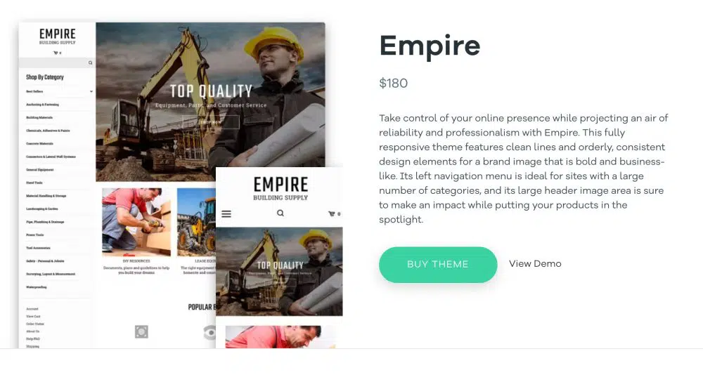 4. Empire — многоцелевая бизнес-тема WordPress от Volusion