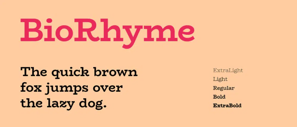 Bio Rhyme - websichere Schriftart