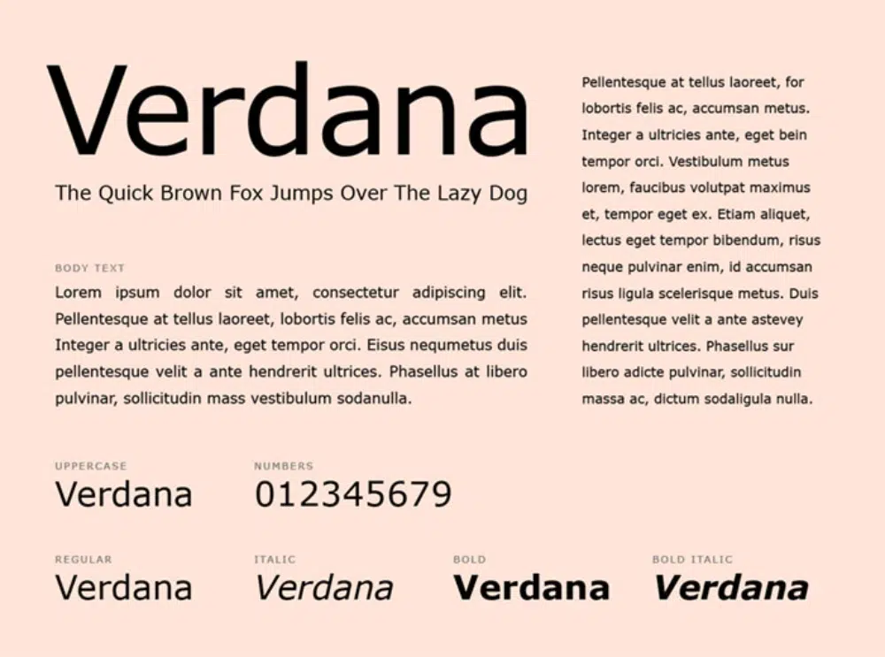 Verdana - websichere Schriftart