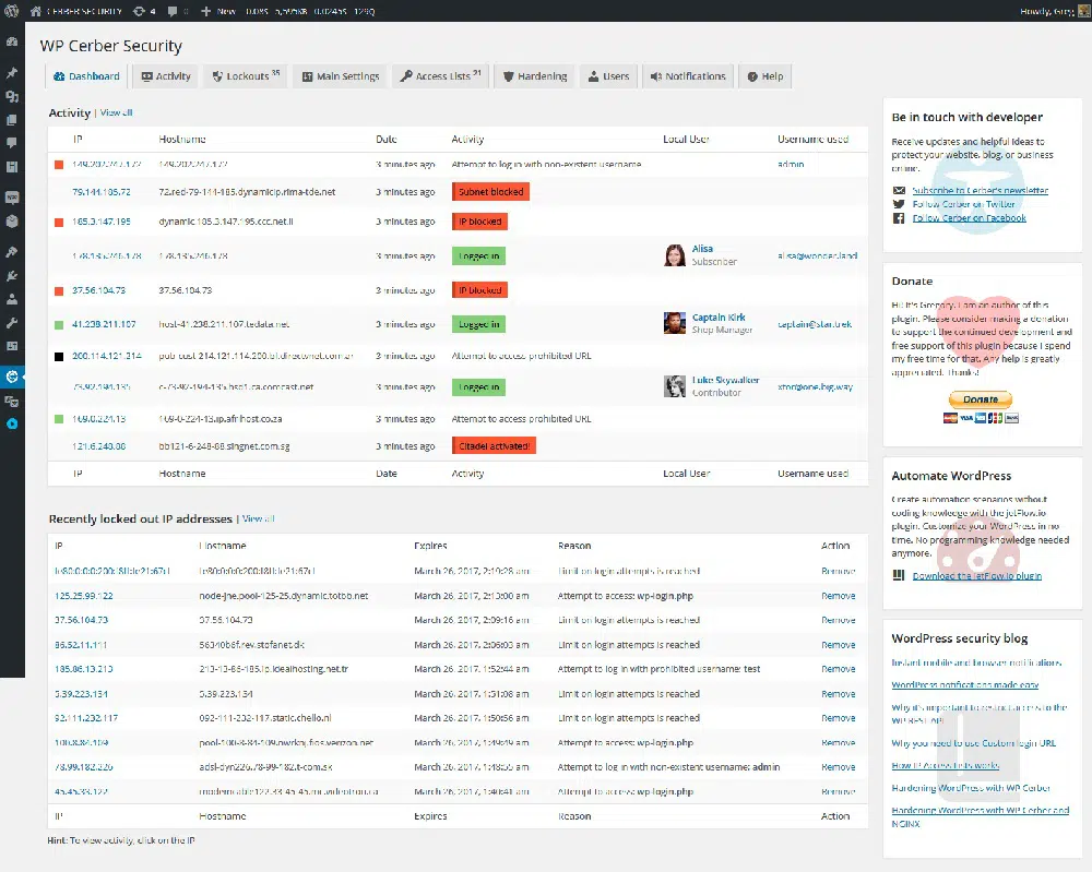 #5 - WP Cerber Security, antyspam i skanowanie złośliwego oprogramowania: wtyczki bezpieczeństwa WordPress