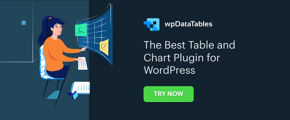 4. wpDataTables - WordPress용 테이블 및 차트 플러그인: 워크플로를 개선하기 위한 웹 디자이너를 위한 리소스