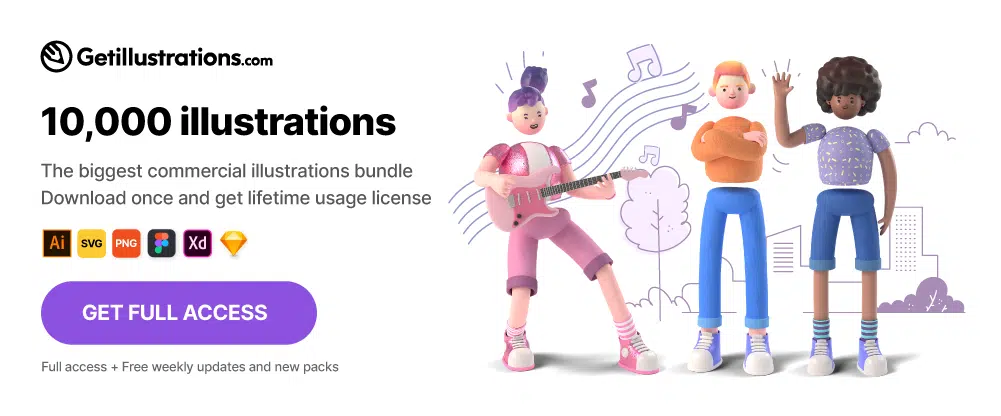 13. Getillustrations.com - Stock Illustrations Bundle: แหล่งข้อมูลสำหรับนักออกแบบเว็บไซต์เพื่อปรับปรุงเวิร์กโฟลว์