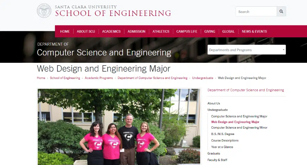 Beste Website-Design-Schulen in den USA: Santa Clara University