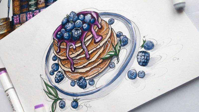 gâteau aux bleuets cuisson croquis conception de carnet de croquis