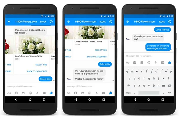 1-800-Flowers Chatbot on Facebook Messenger