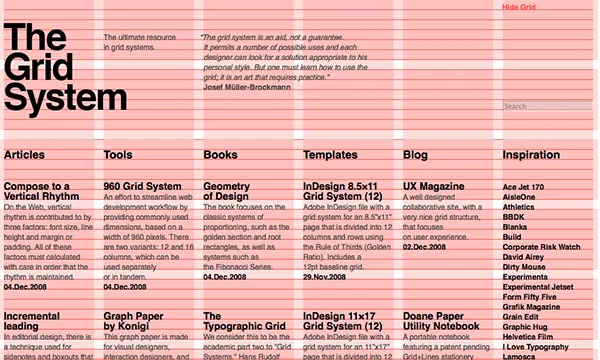 How the grid system is used in graphic design.