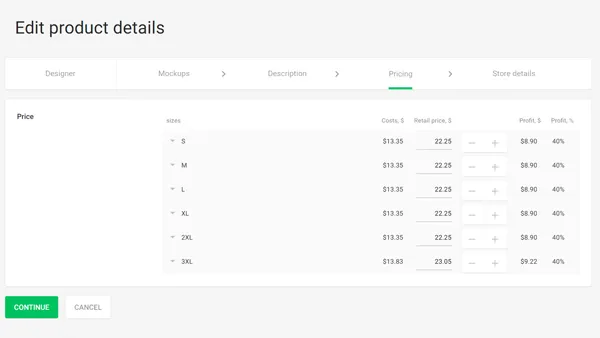 Printify Pricing Details