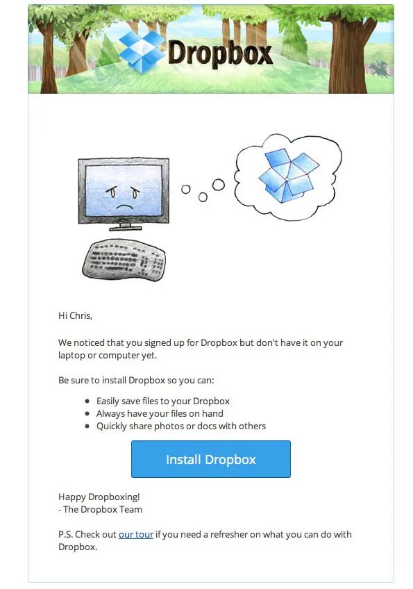 Dropbox reminder email