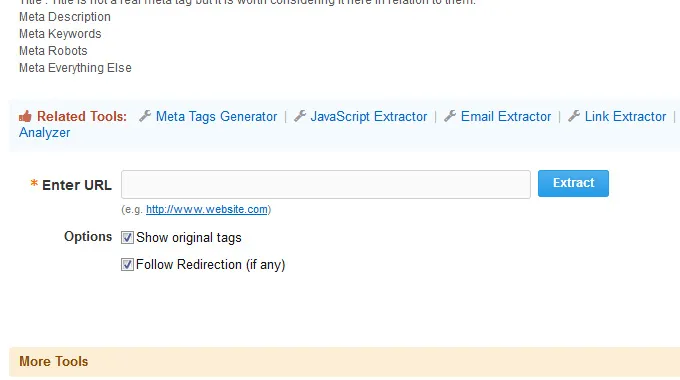 Meta Tags Extractor