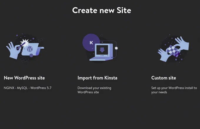 Create New Site with DevKinsta