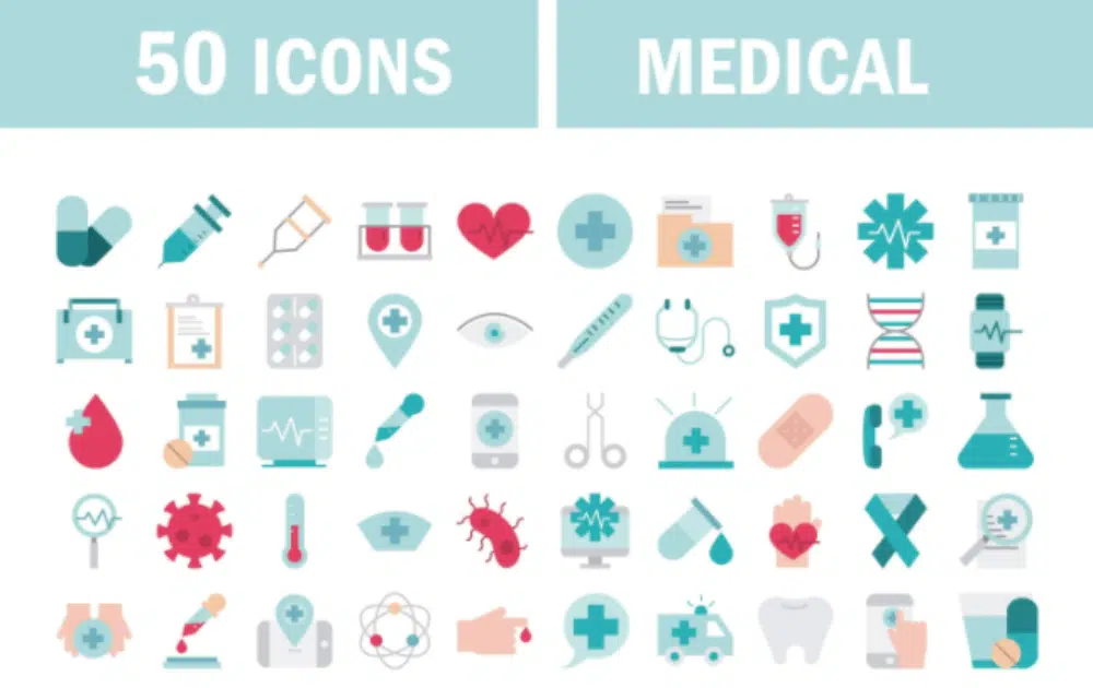 Recursos de design gratuitos para designers de saúde: ícones relacionados à medicina