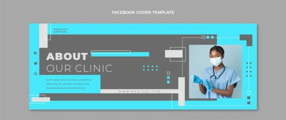 Ressources de conception gratuites pour les concepteurs de soins de santé : modèle d'image de couverture Facebook moderne