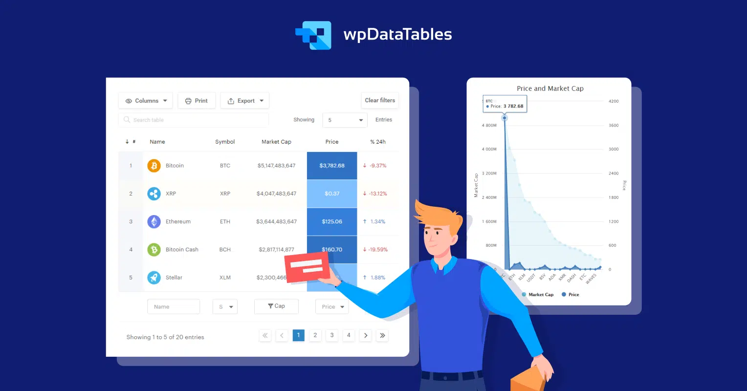 wpDataTables 플러그인 이미지 - 몇 분 안에 테이블 및 차트 생성